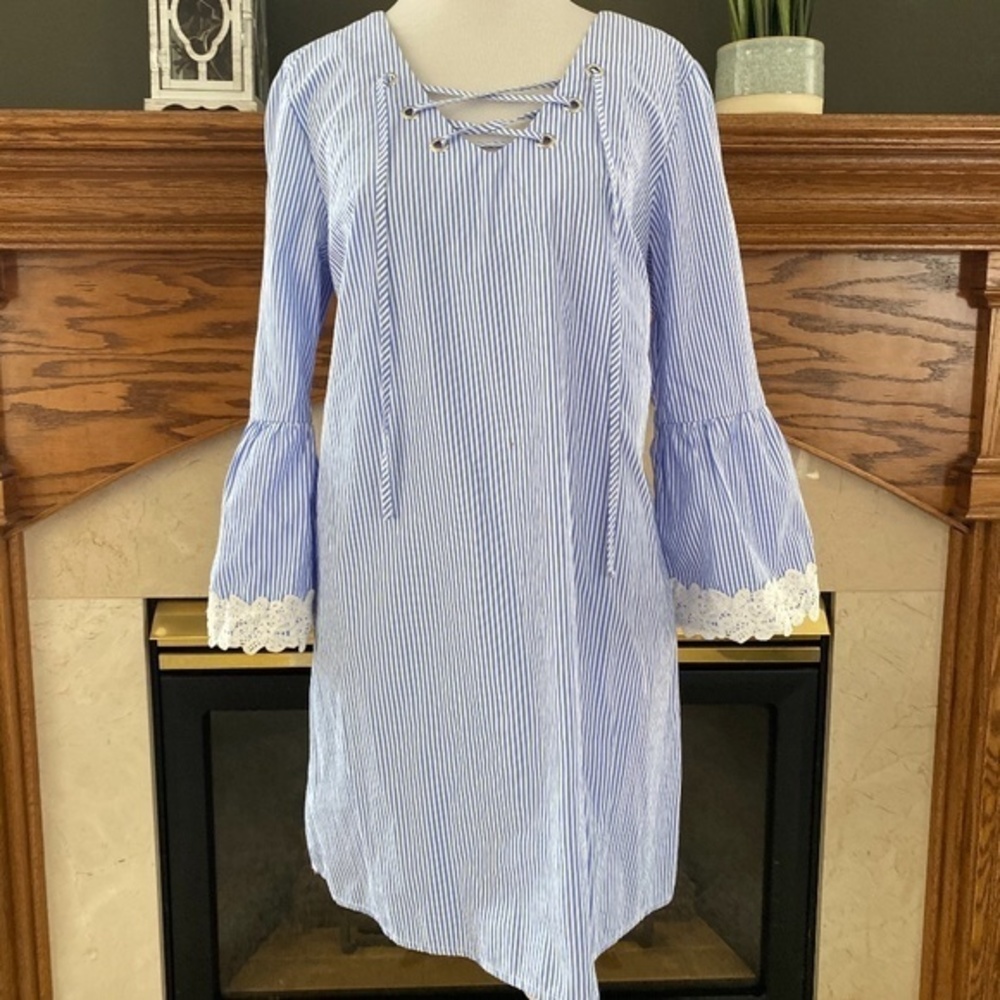 As U Wish Striped Bell Sleeve Dress Sz. S